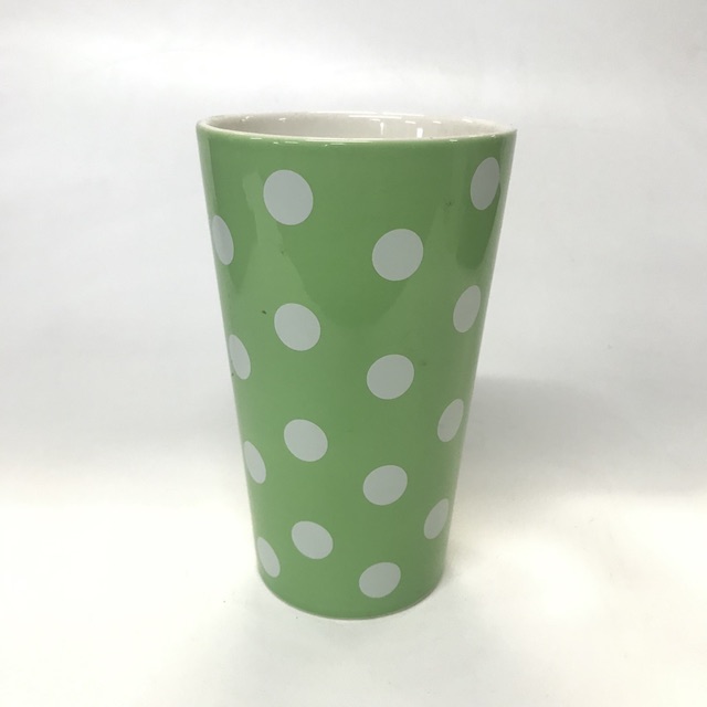 VASE, Green White Polka Dot